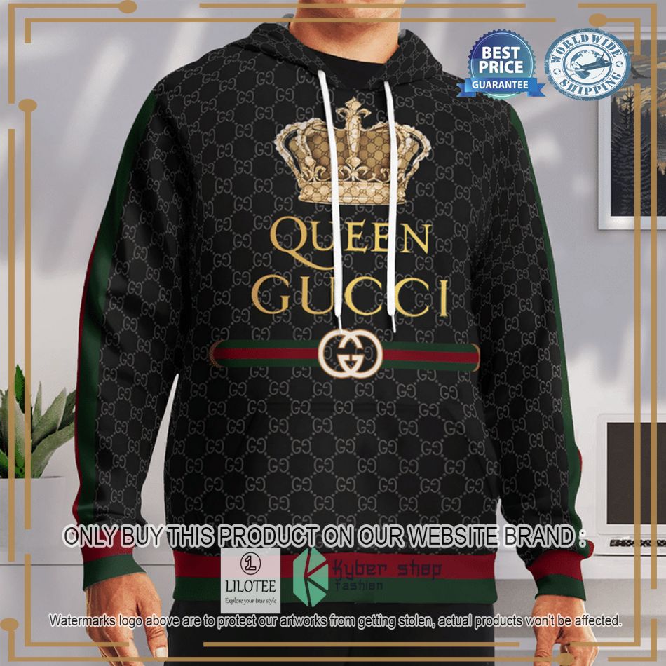gucci queen red green line black hoodie 1 23660