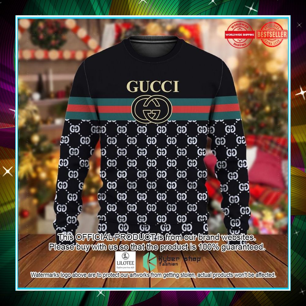 gucci red green line black christmas sweater 1 831