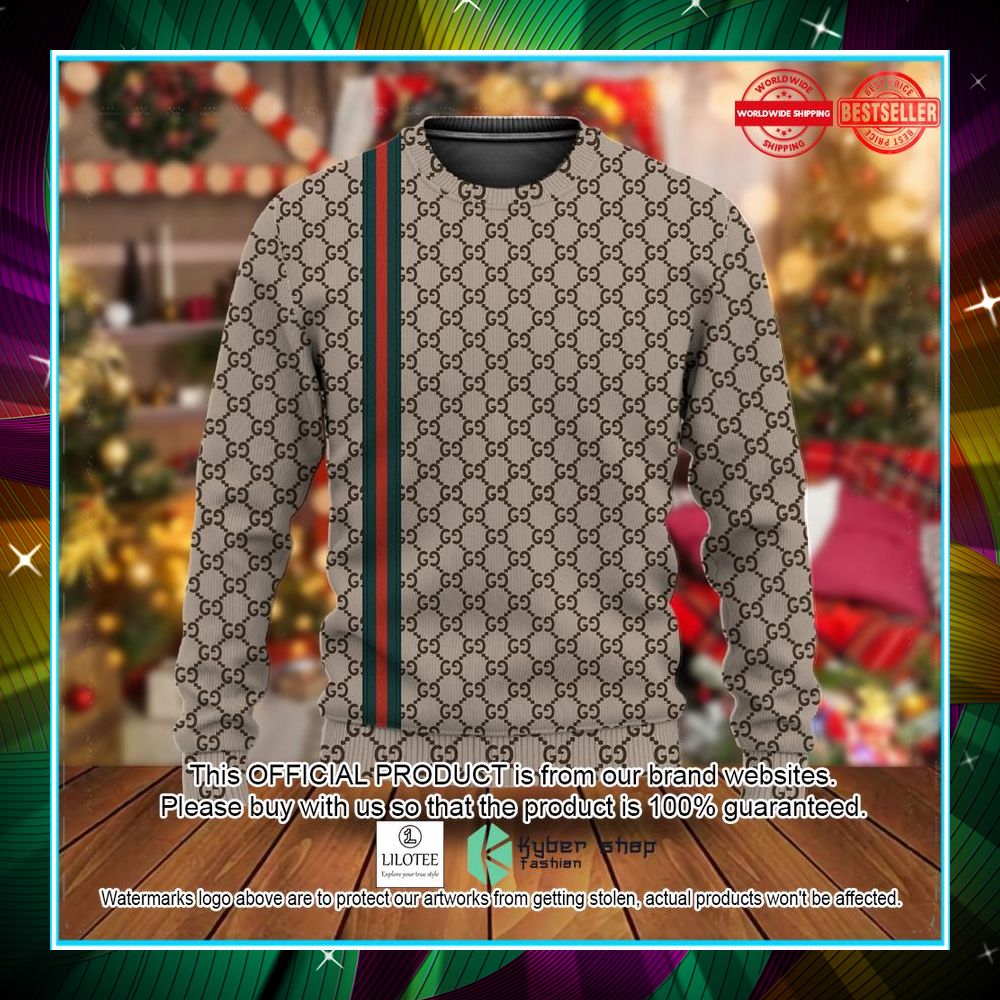 gucci red green line brown christmas sweater 1 421