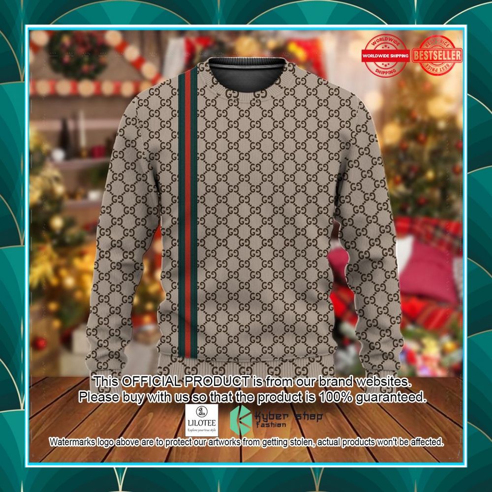 gucci red green line brown christmas sweater 1 920