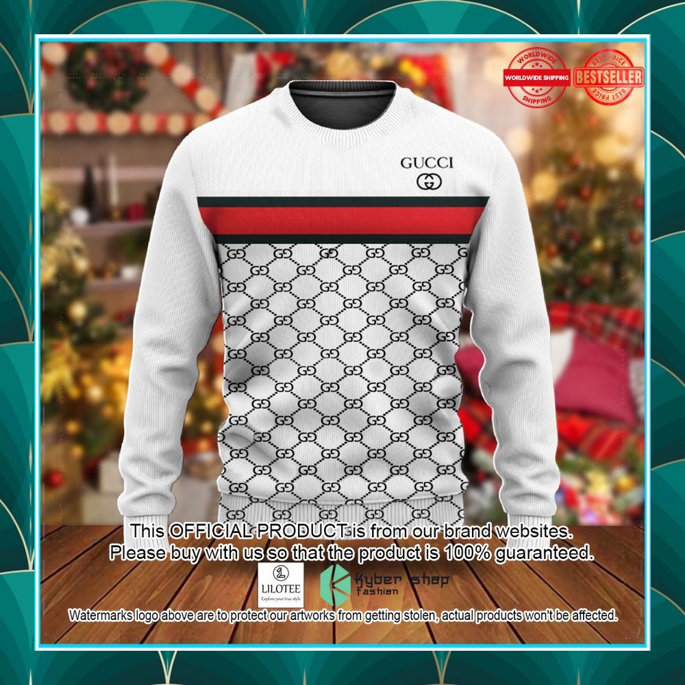 gucci red line white christmas sweater 1 408