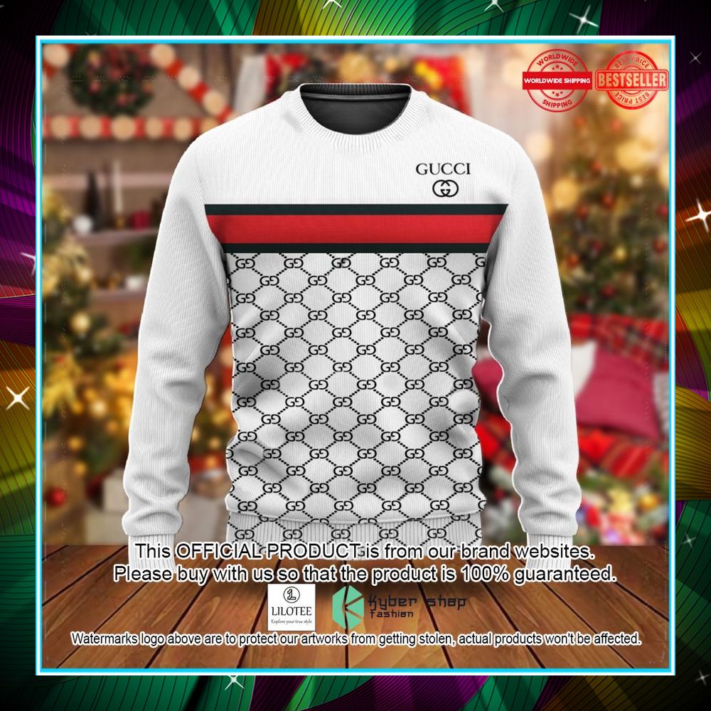 gucci red line white christmas sweater 1 66