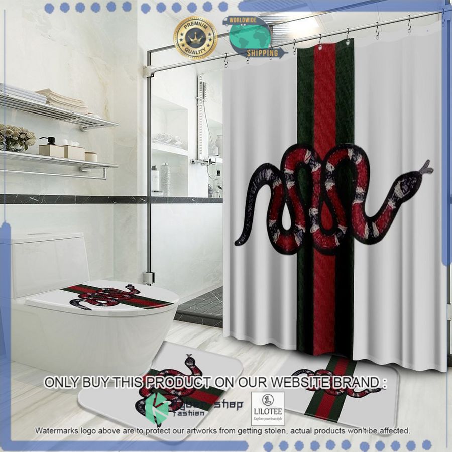 gucci snake white stripes bathroom set 1 62782