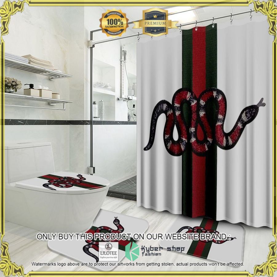 gucci snake white stripes bathroom set 1 74623