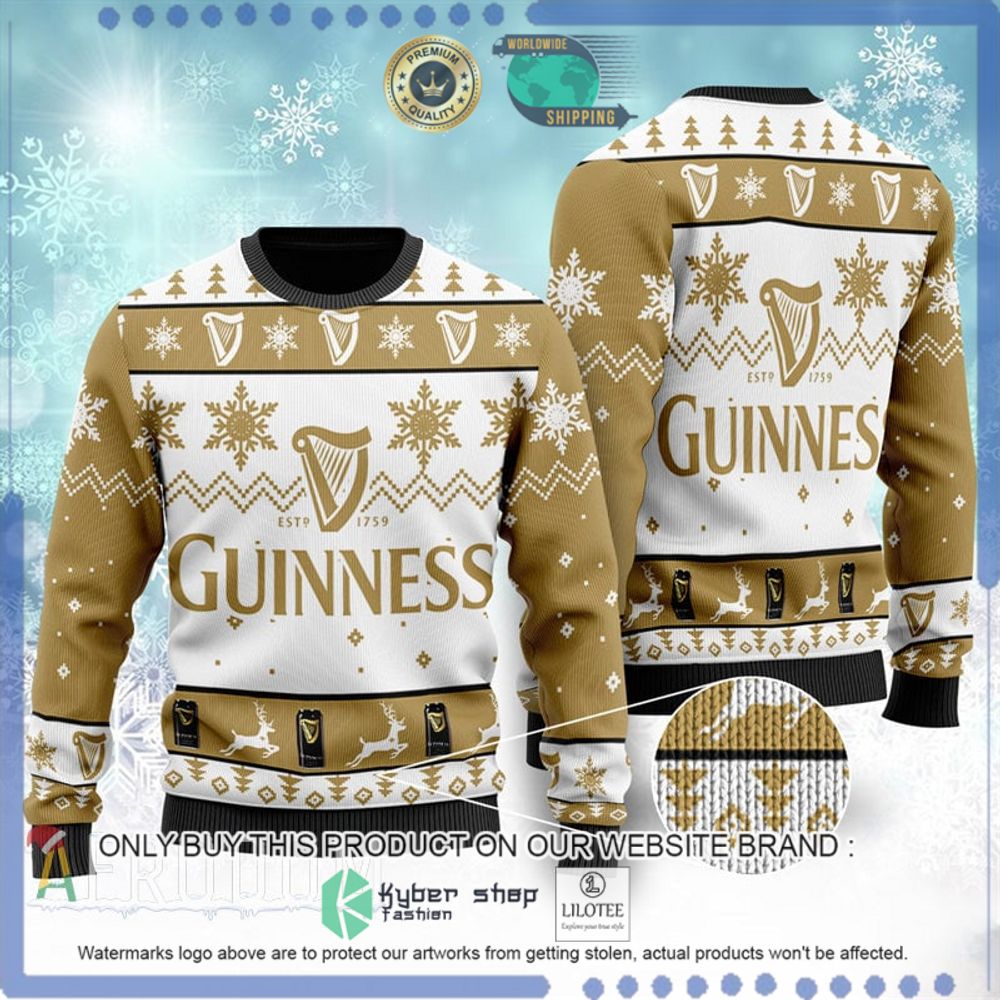guinness beer brown white christmas sweater 1 73290