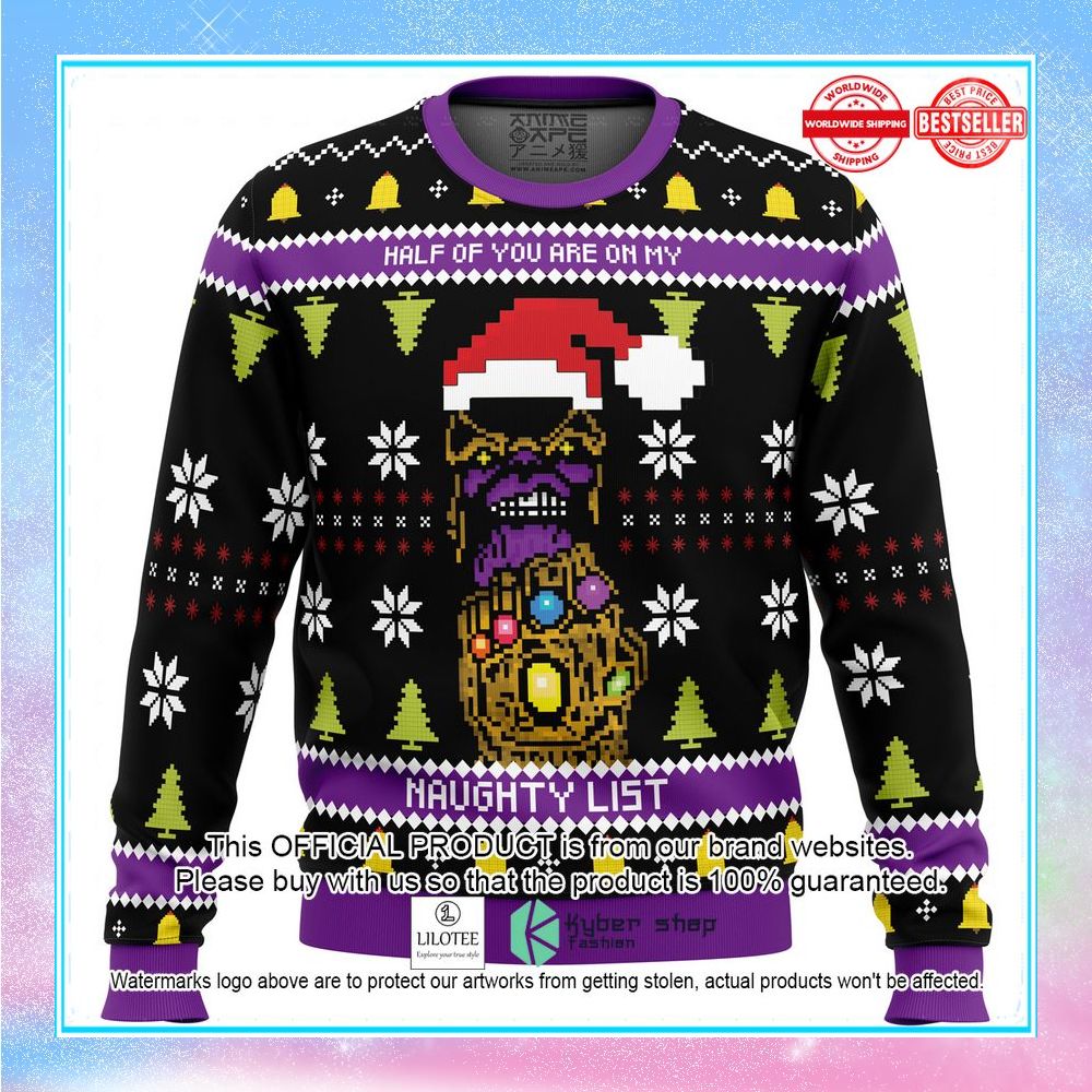 half of you are on my naughty list thanos christmas sweater 1 908