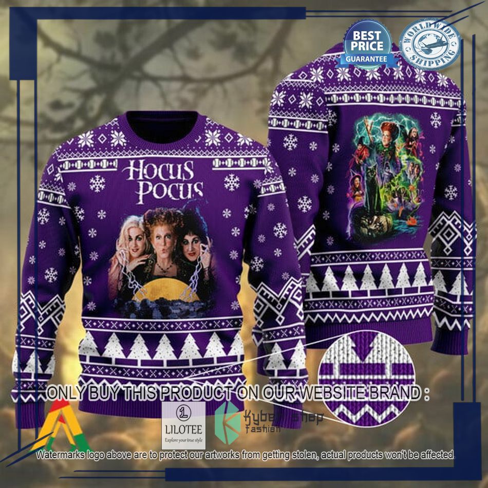 halloween hocus pocus witches purple ugly christmas sweater 1 96061