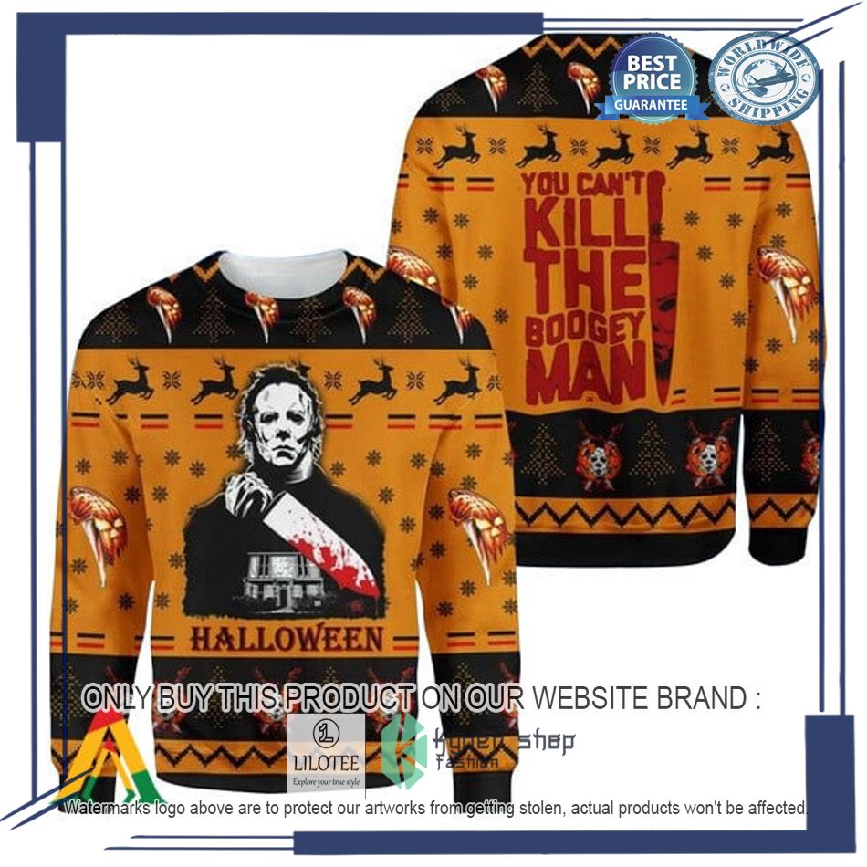 halloween michael myers you cant kill the bogeyman ugly christmas sweater 1 50052