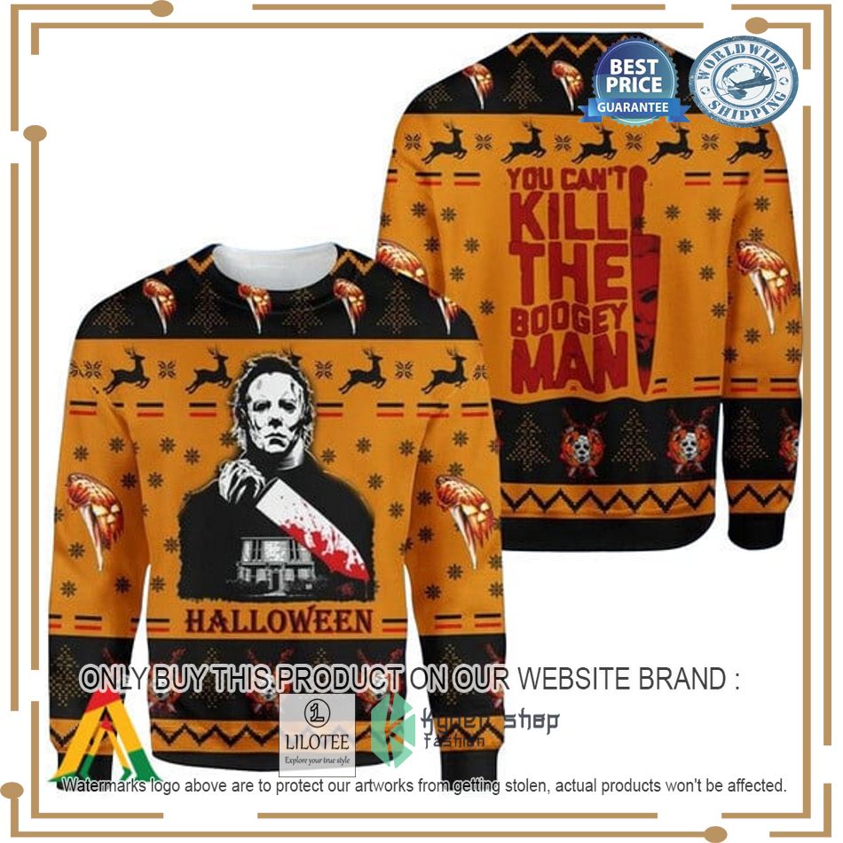 halloween michael myers you cant kill the bogeyman ugly christmas sweater 1 83643