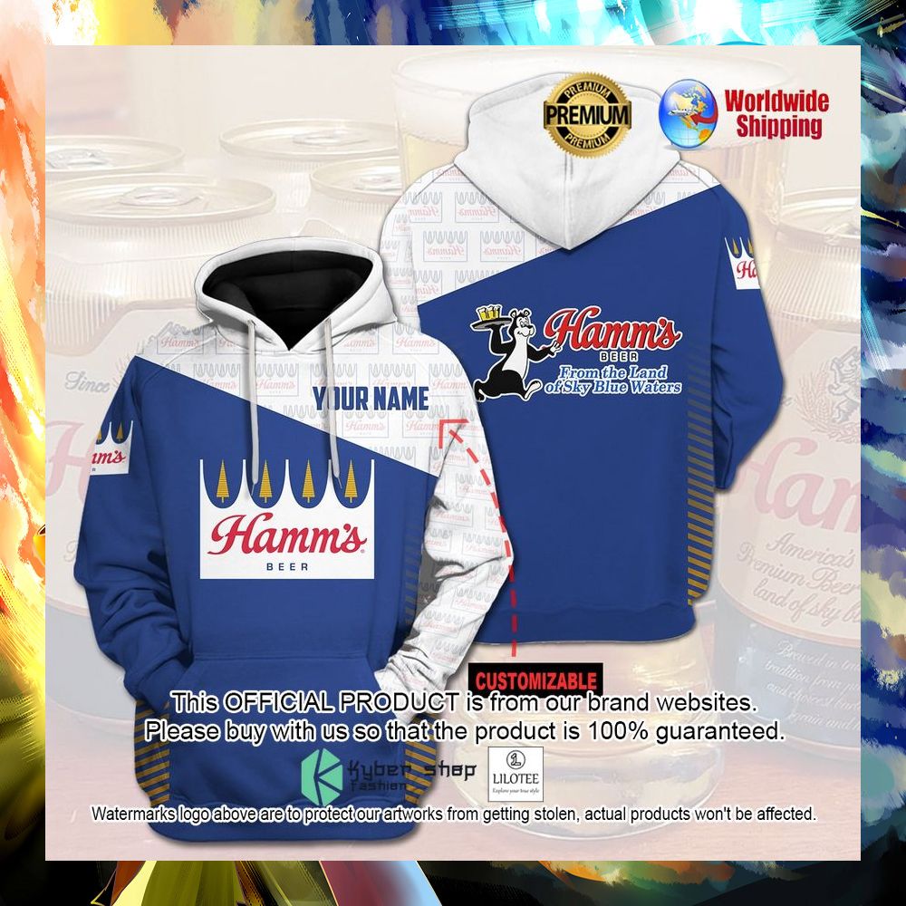hamms beer blue white custom name 3d hoodie shirt 1 763