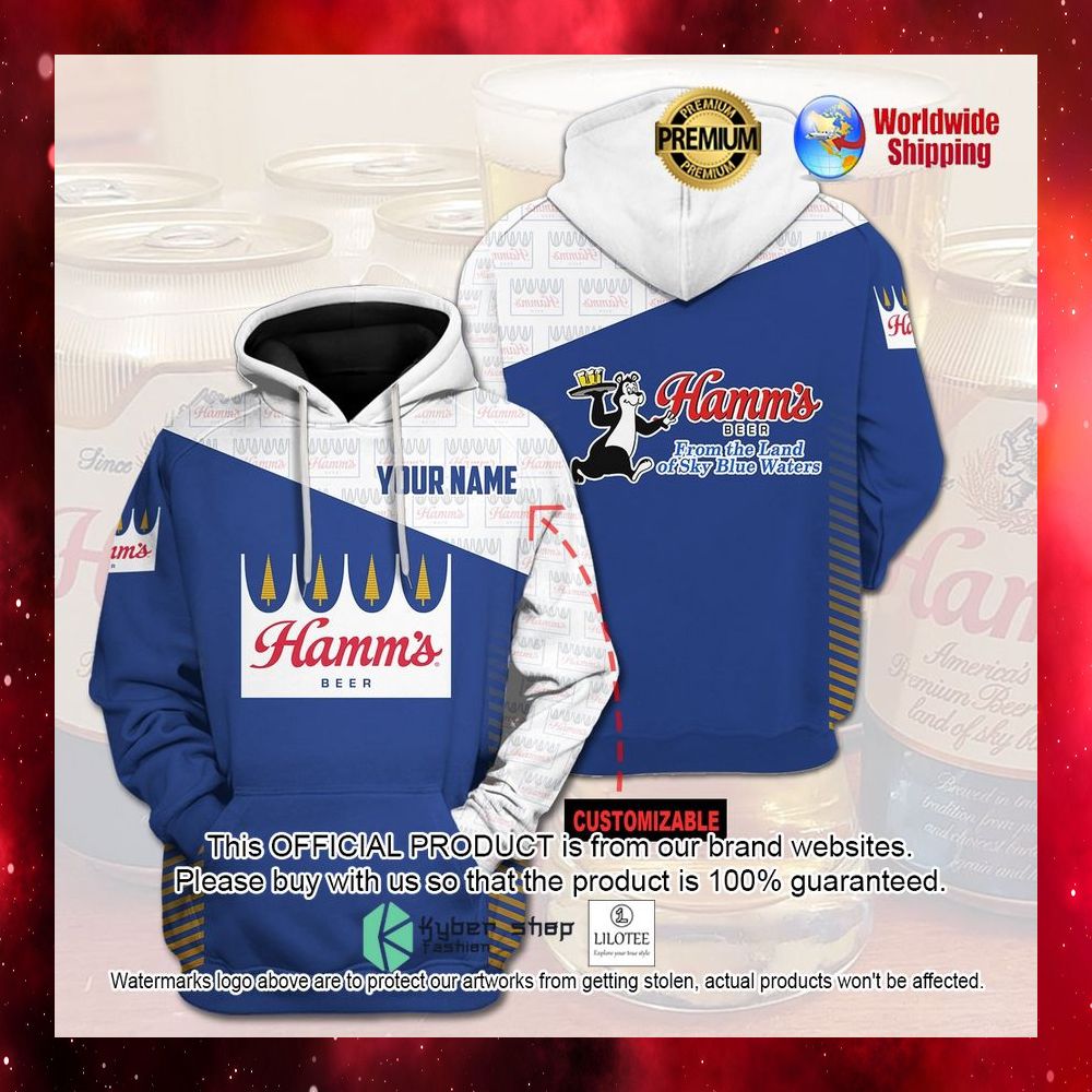 hamms beer blue white custom name 3d hoodie shirt 1 987