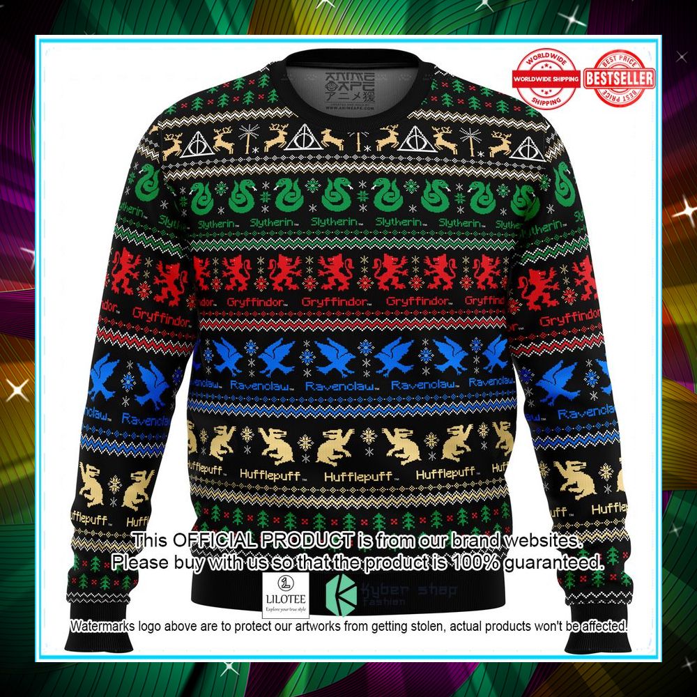 harry potter hogwarts houses ugly christmas sweater 1 107