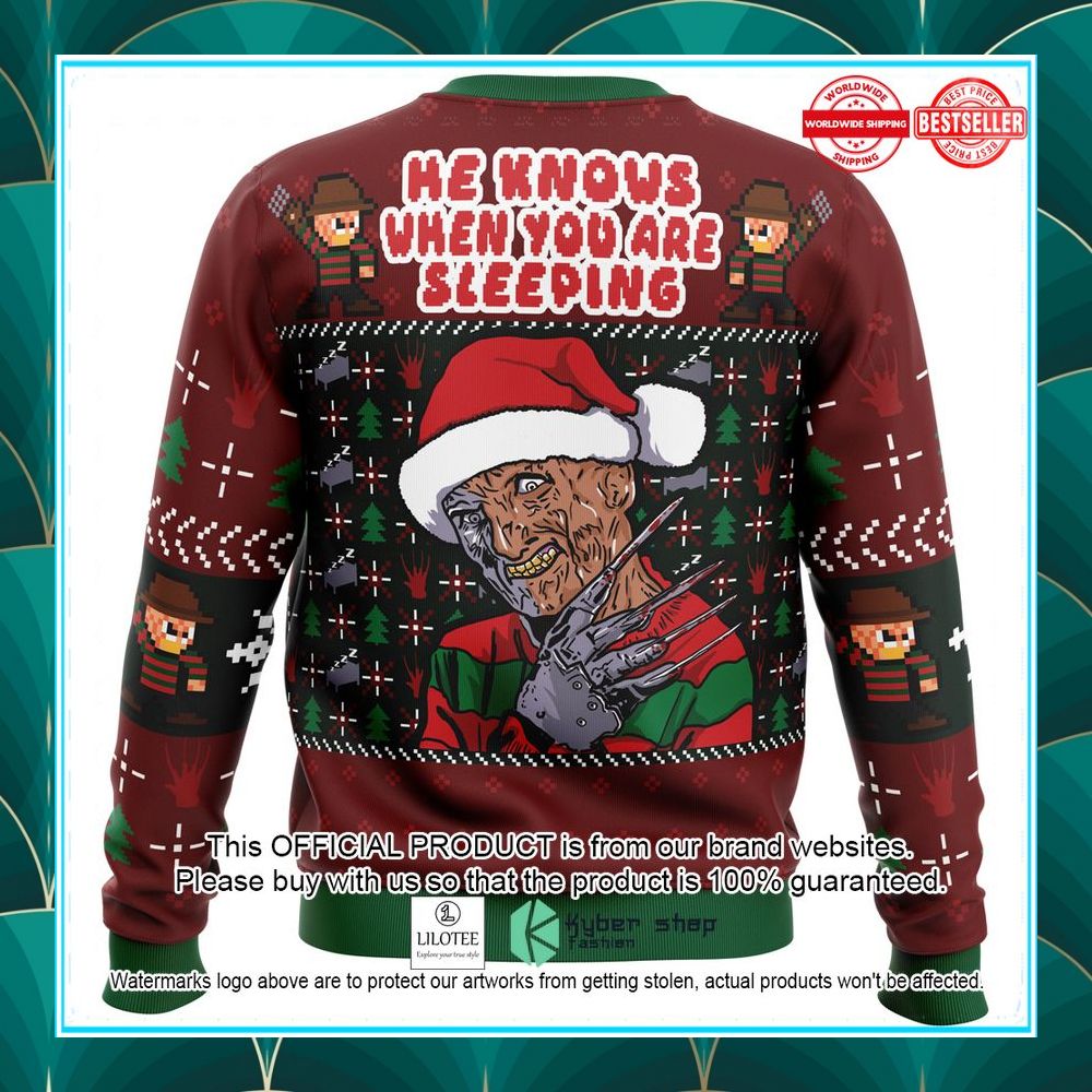 he knows when you are sleeping freddy krueger christmas sweater 3 287