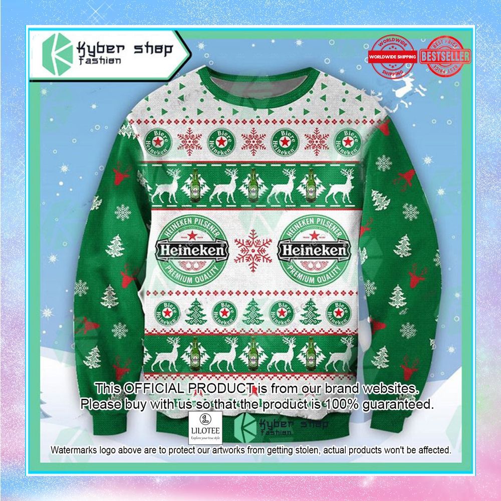 heineken white green christmas sweater 1 942