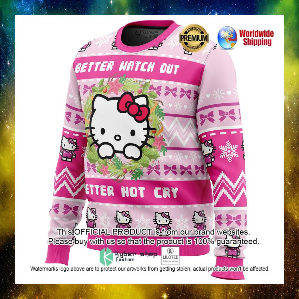 hello kitty better watch out better not cry christmas sweater 1 75