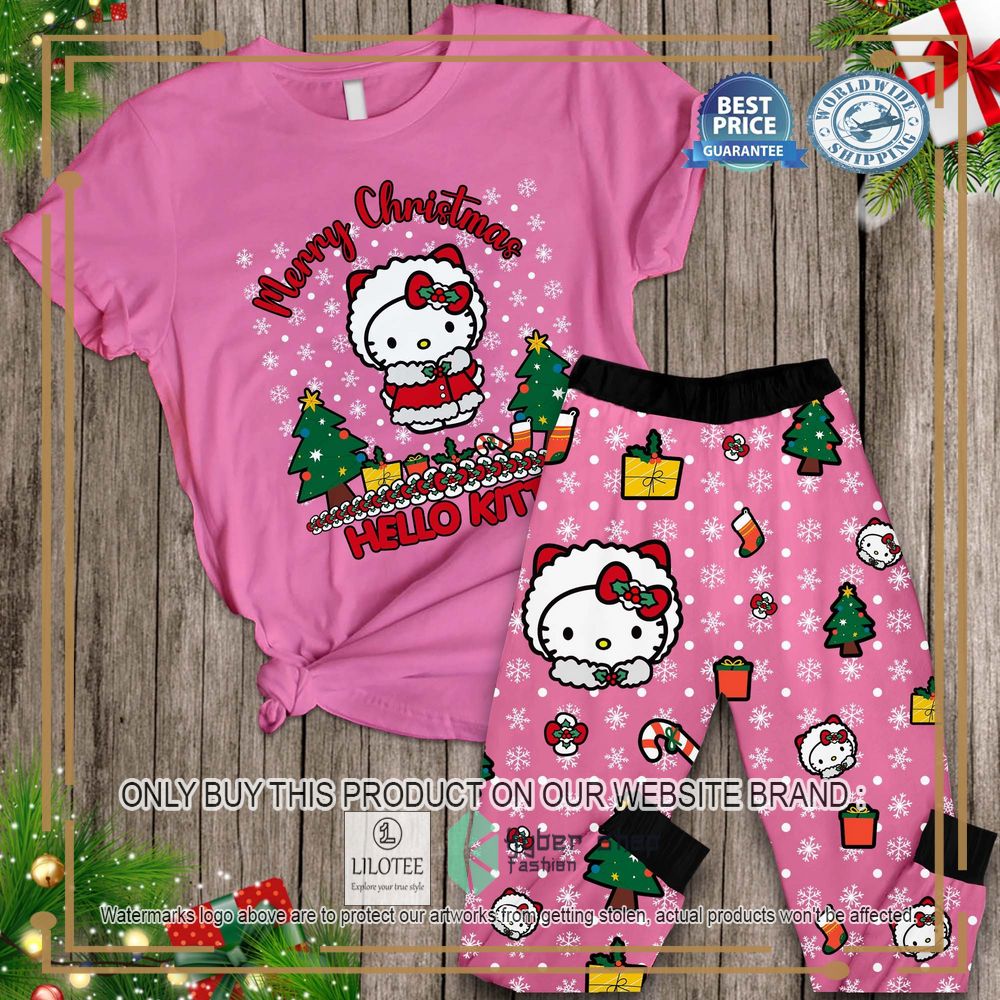 Hello Kitty Christmas Pink Christmas Tree Pajamas Set 21