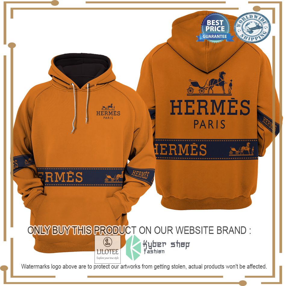 hermes paris orange hoodie 1 53560