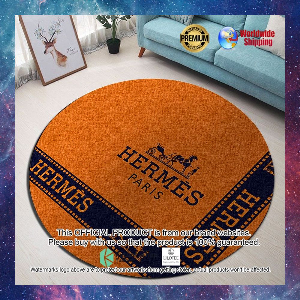 hermes paris orange round rug 1 650