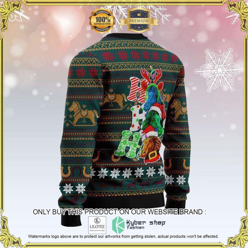 ho ho ho horse green christmas sweater 1 4931