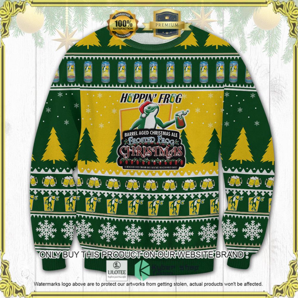 hoopin frosted frog ugly sweater 1 73501