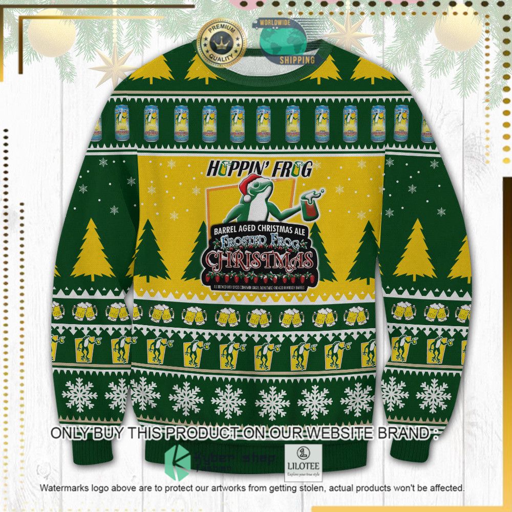 hoopin frosted frog ugly sweater 1 92868