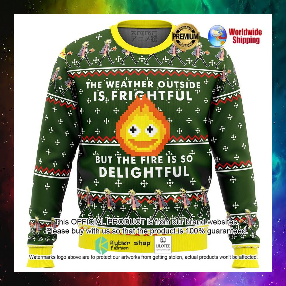 howls moving castle the weather outside is frightful christmas sweater 1 328