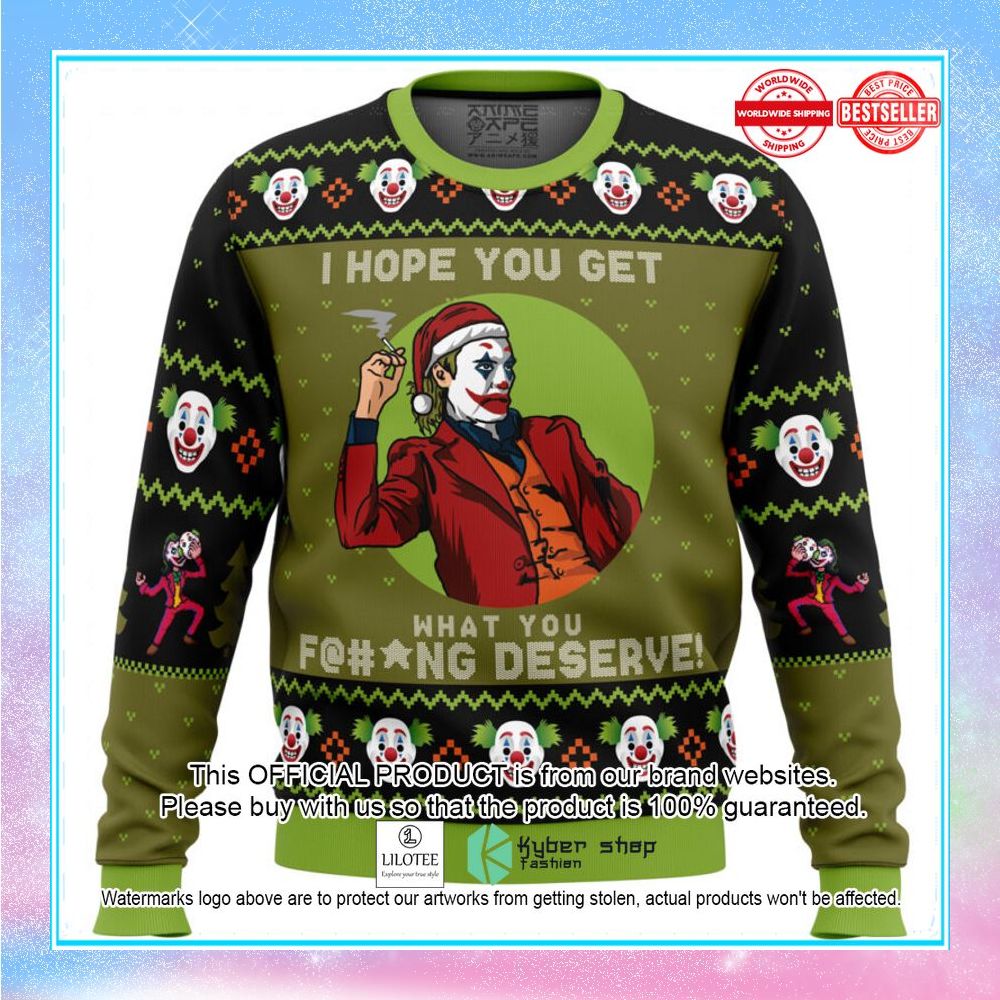 i hope you get what you deserve joker dc comics sweater christmas 1 293