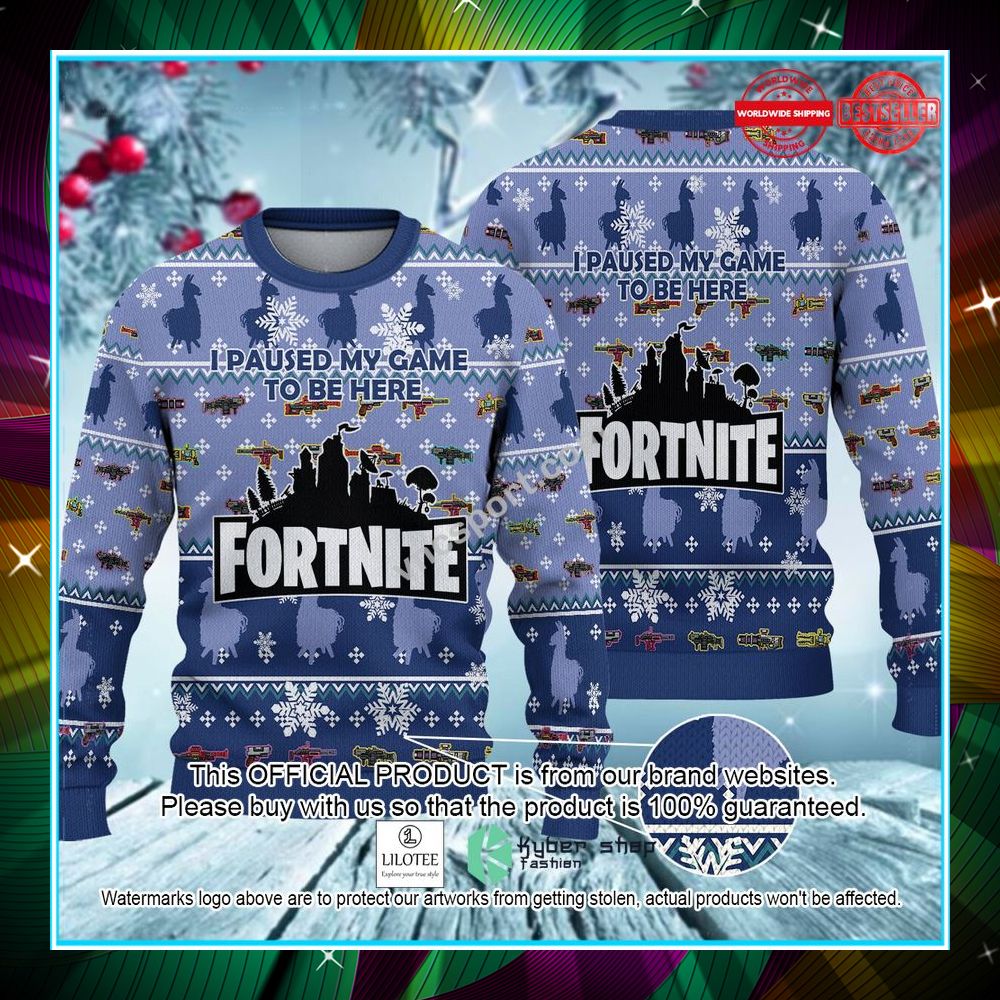 i paused my game to be here fortnite christmas sweater 1 19