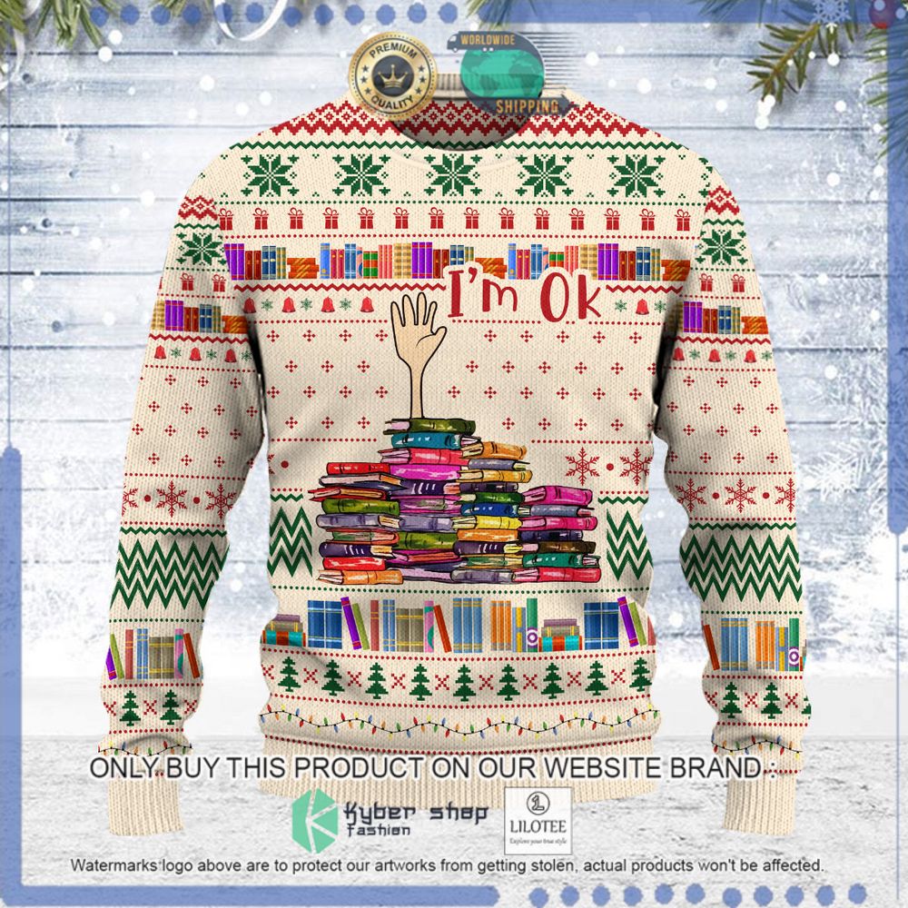 im ok book lovers christmas sweater 1 33387