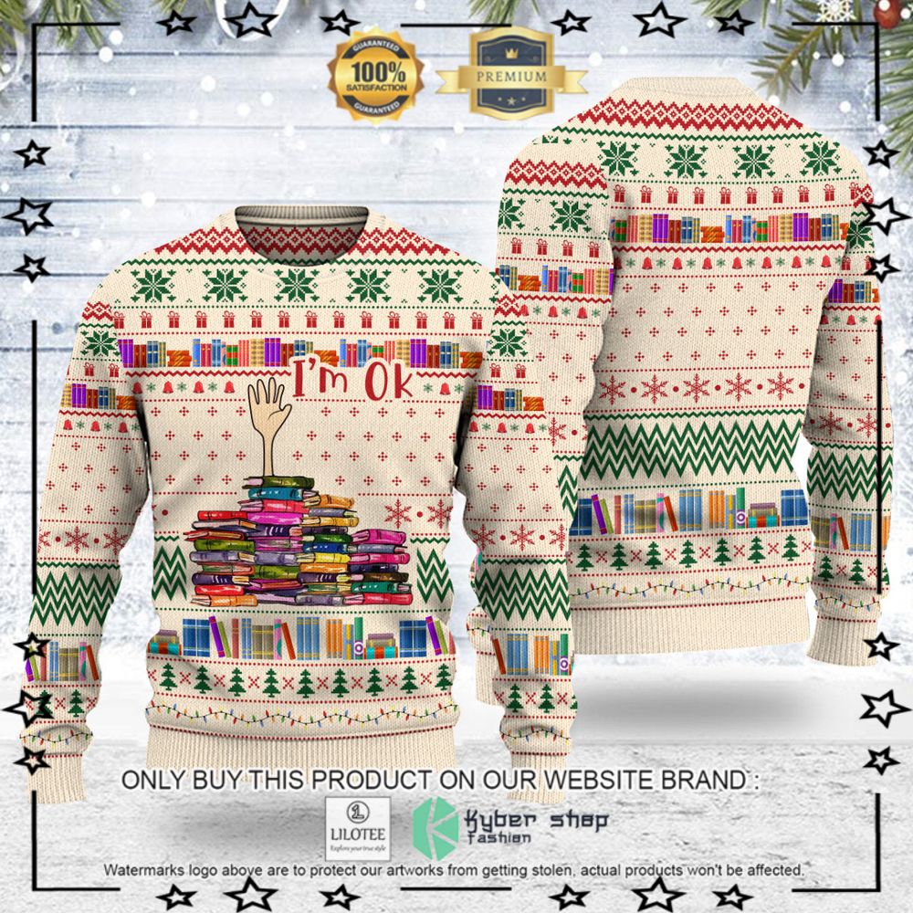 im ok book lovers christmas sweater 1 72207