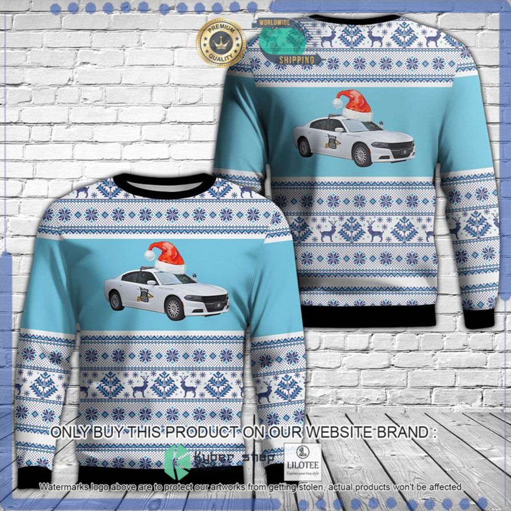 indiana state police dodge charger christmas sweater 1 77948