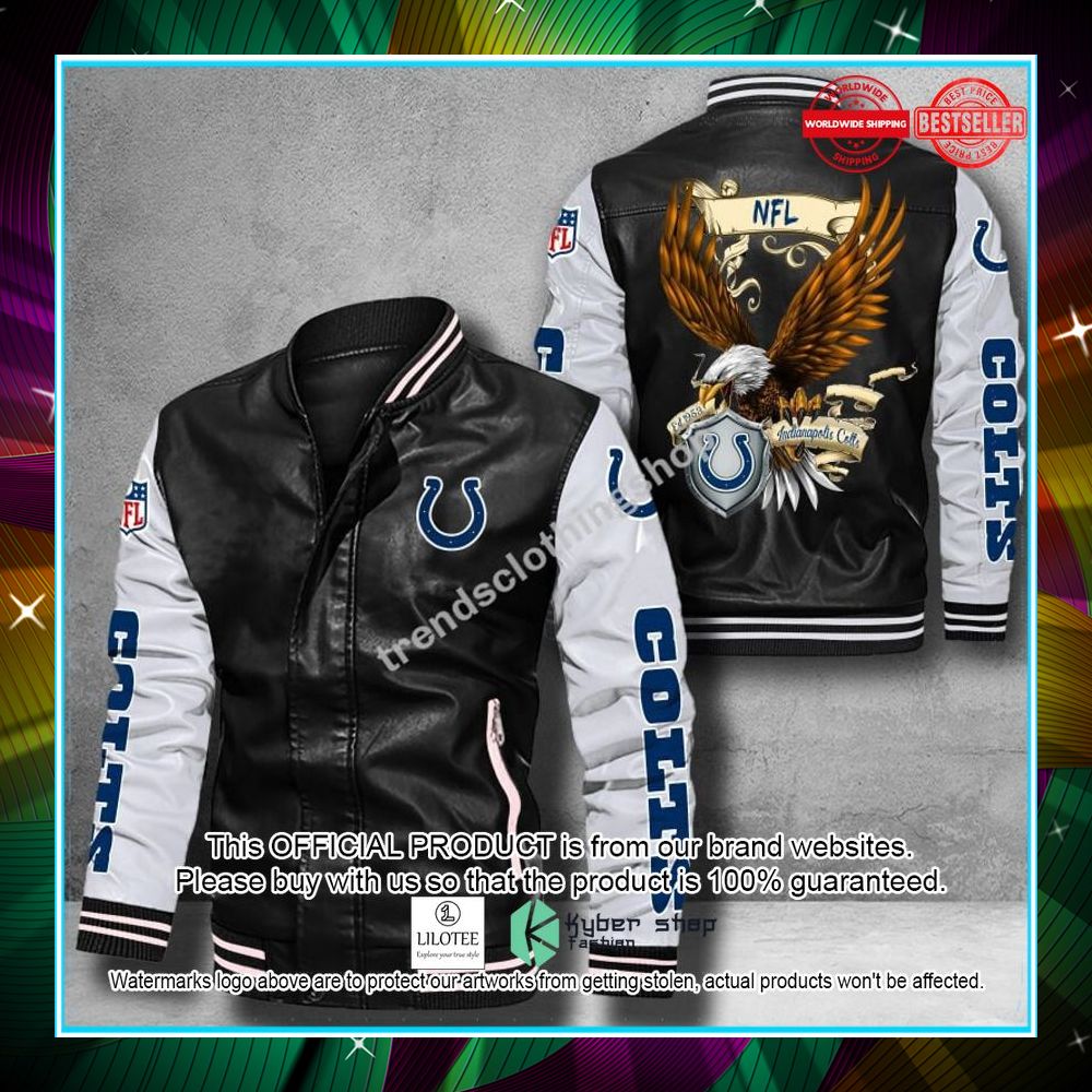 indianapolis colts nfl eagle leather bomber jacket 1 61