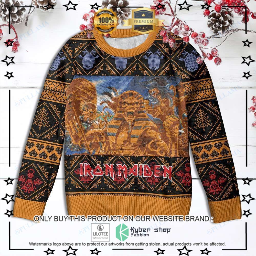 iron maiden powerslave christmas sweater 1 9916