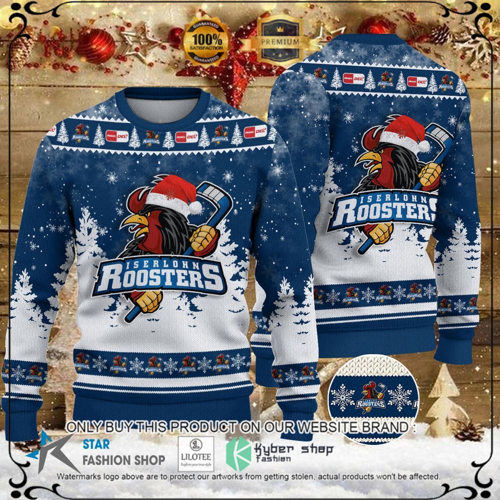 iserlohn roosters blue white christmas sweater 1 88370