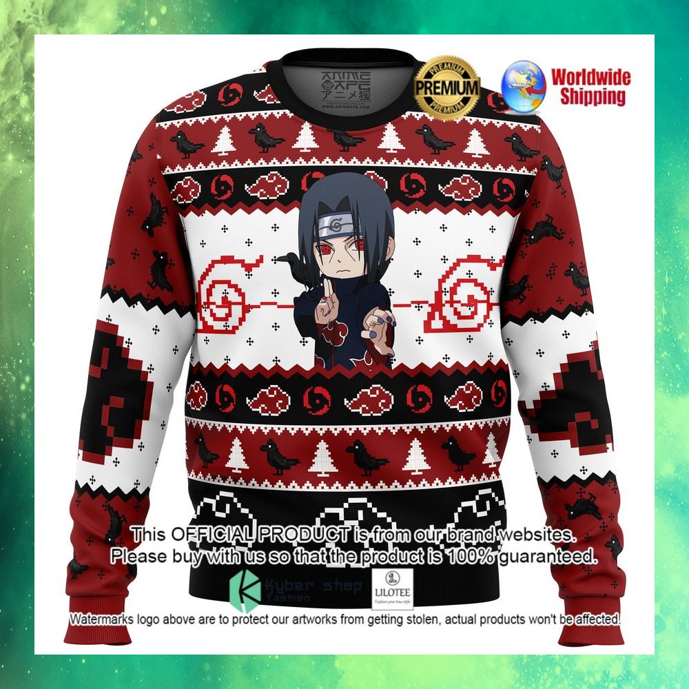 itachi uchiha chibi akatsuki naruto christmas sweater 1 400