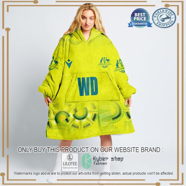 personalized netball australia diamonds yellow oodie blanket hoodie 1 79112