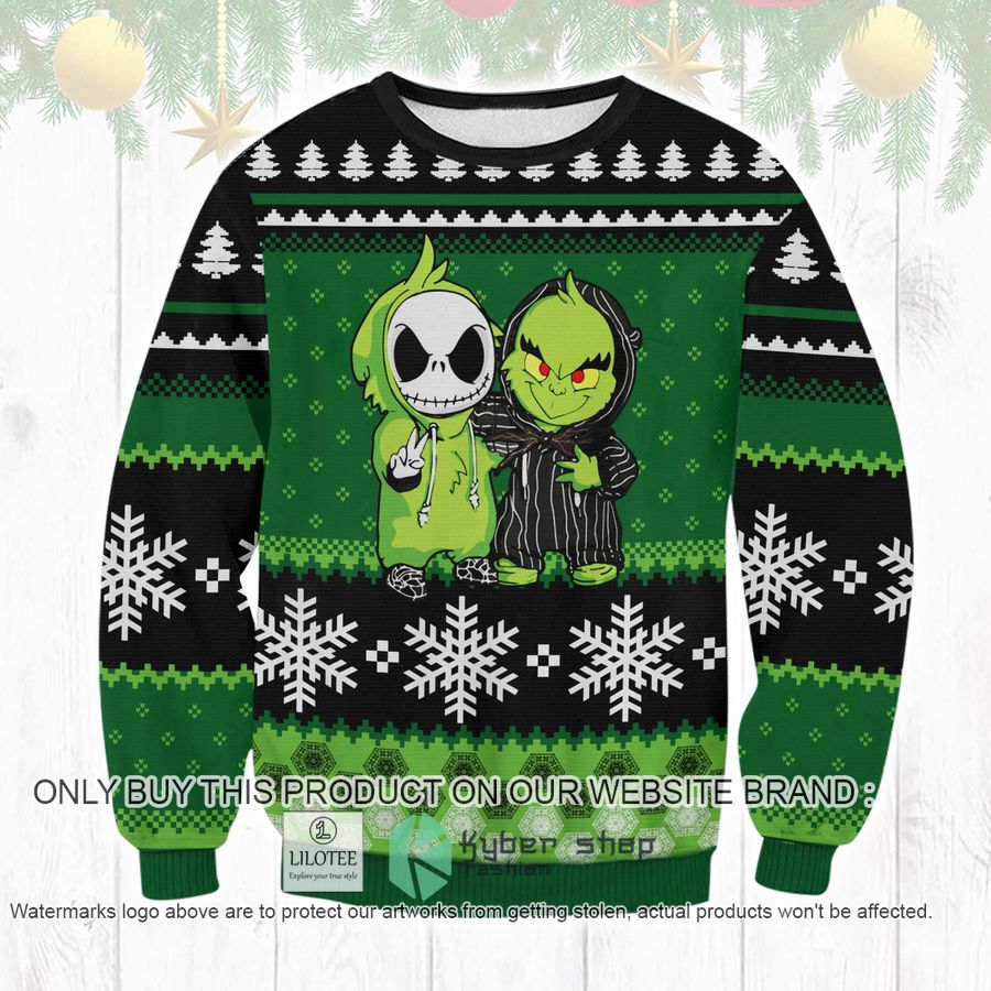 Jack And Grinch Christmas Sweater, Sweatshirt 8