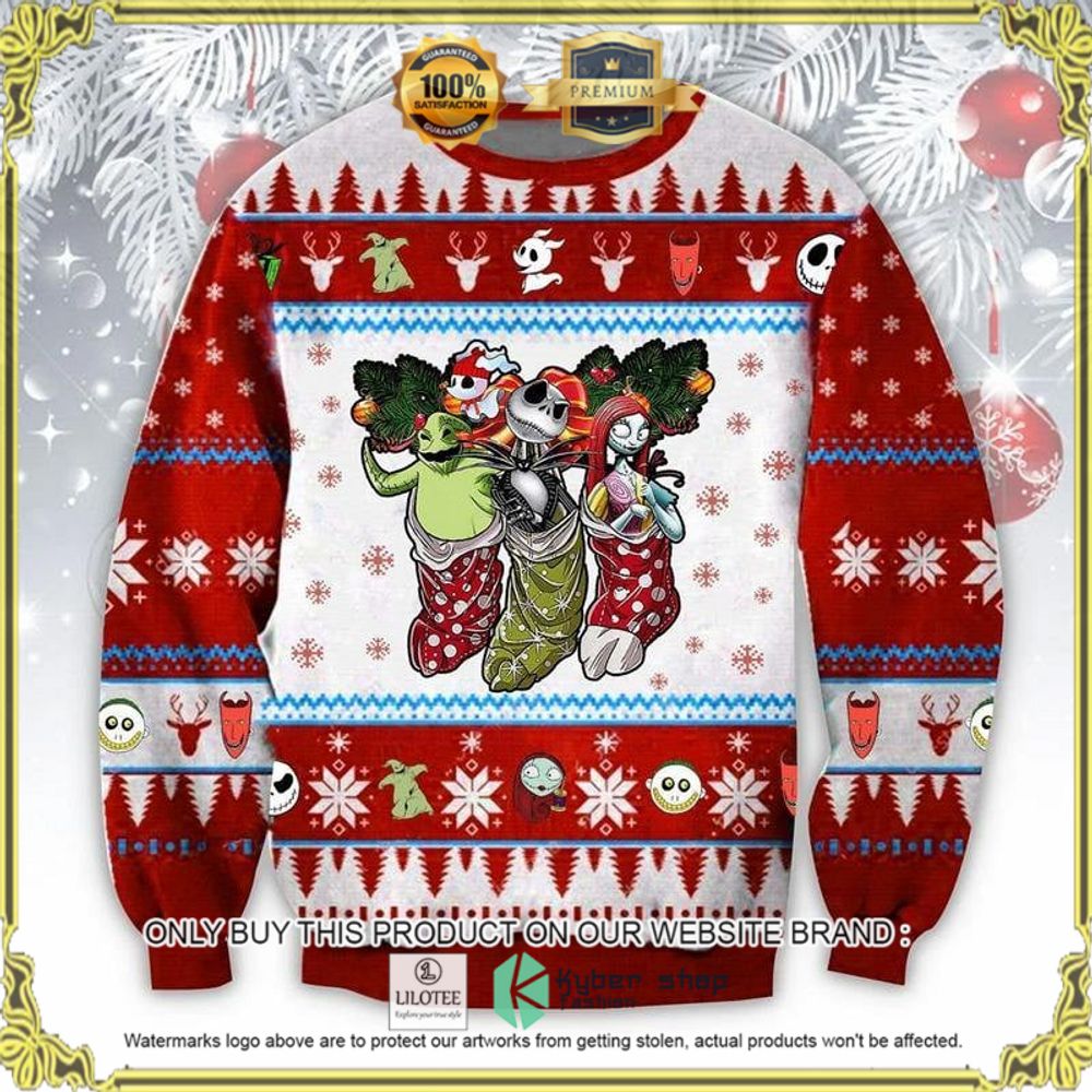jack and sally and boogie red white christmas sweater 1 31893