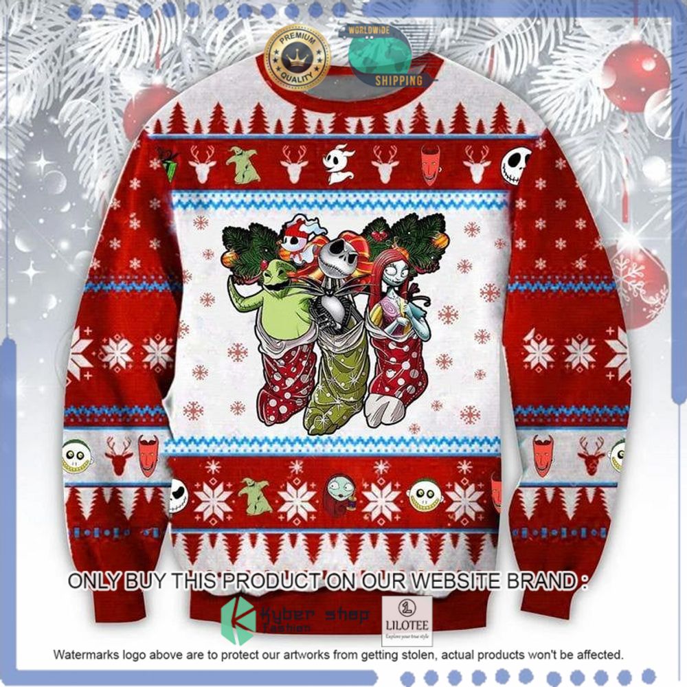 jack and sally and boogie red white christmas sweater 1 72795
