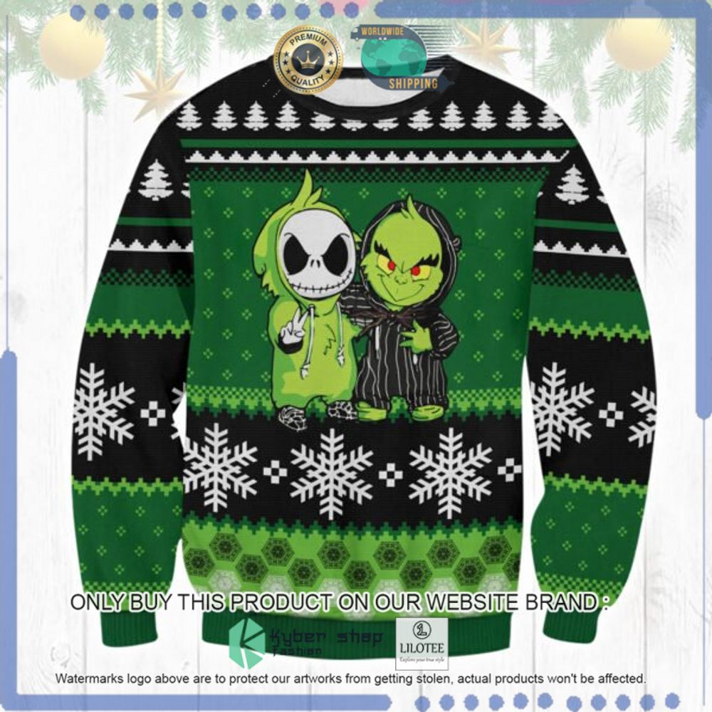 Jack Skellington and Grinch Ugly Christmas Sweater - LIMITED EDITION 6