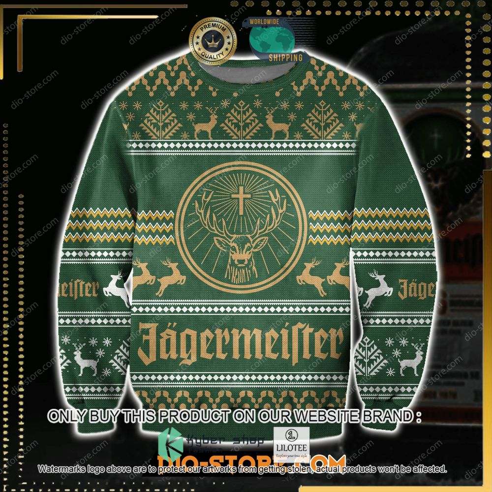 jagermeister green knitted christmas sweater 1 14358