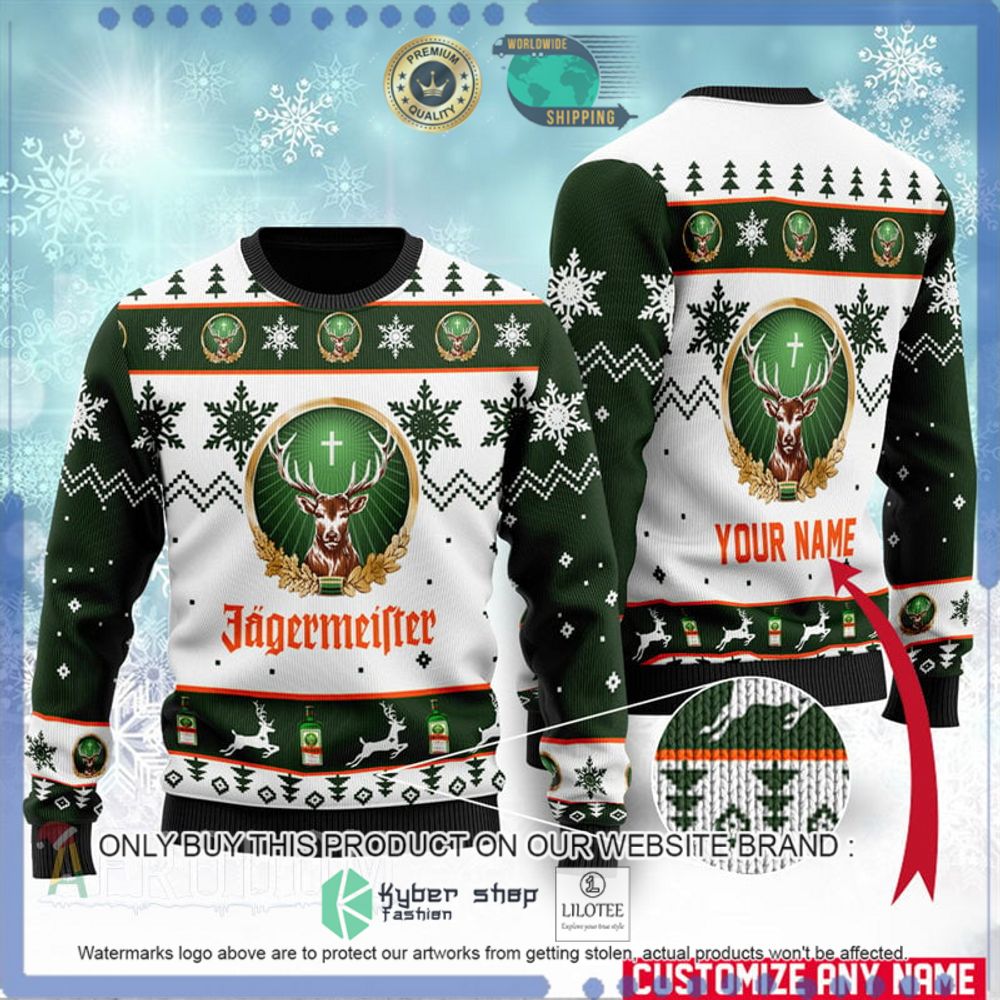 jagermeister your name green white christmas sweater 1 19094