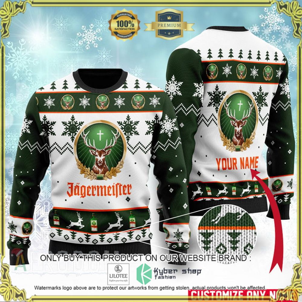 jagermeister your name green white christmas sweater 1 6307
