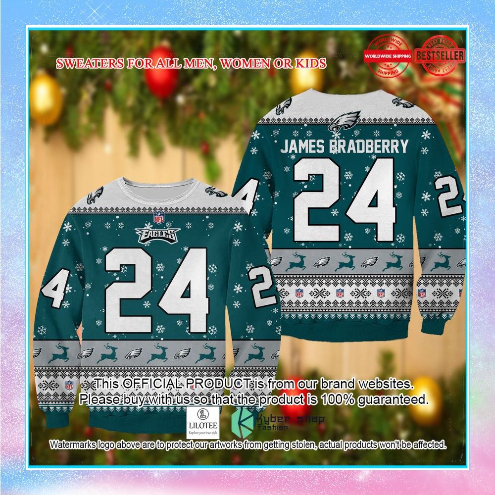 james bradberry philadelphia eagles christmas sweater 1 213