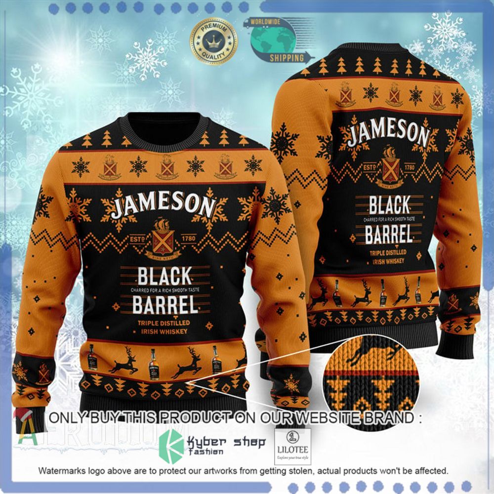 jameson black barrel whiskey christmas sweater 1 63870