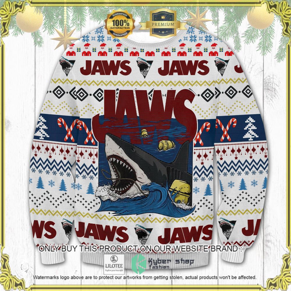 jaws shark white ugly sweater 1 39111