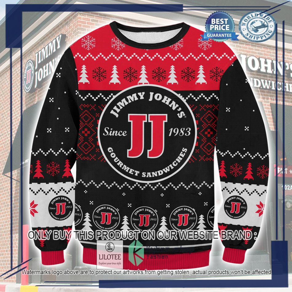 jimmy johns gourmet sandwiches ugly christmas sweater 1 30346