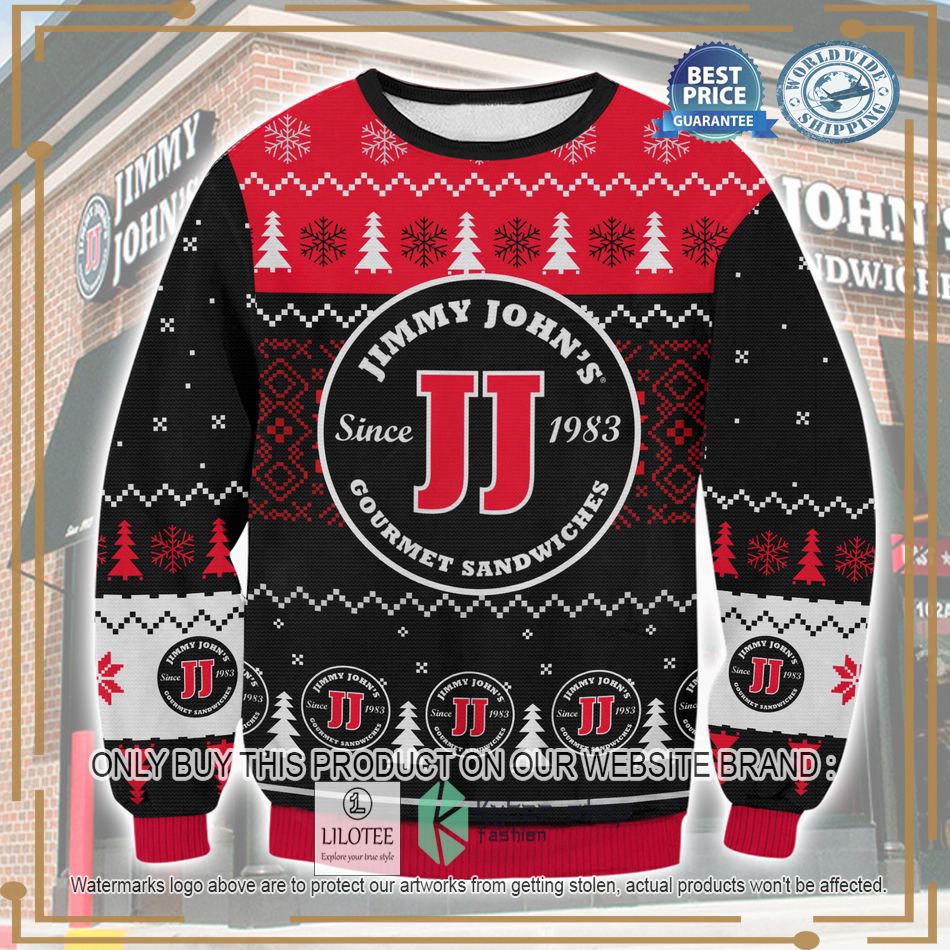 jimmy johns gourmet sandwiches ugly christmas sweater 1 99456