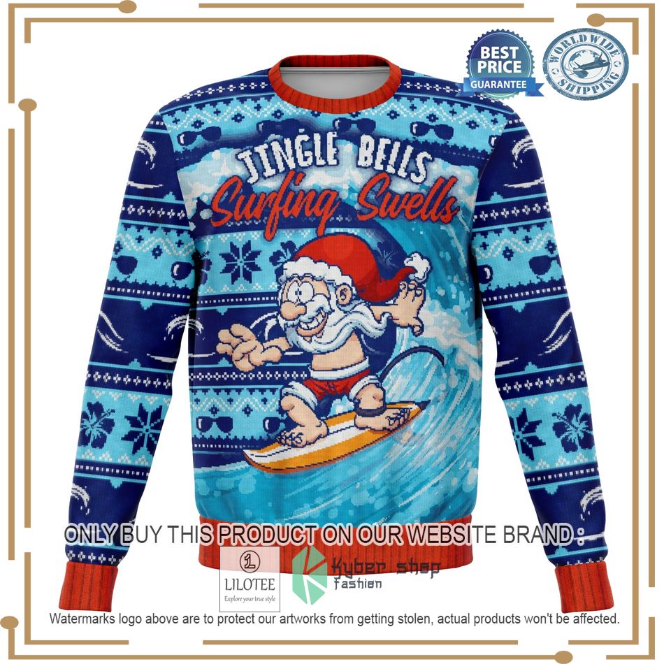 jingle bells surfing swells santa ugly christmas sweater 3 47457
