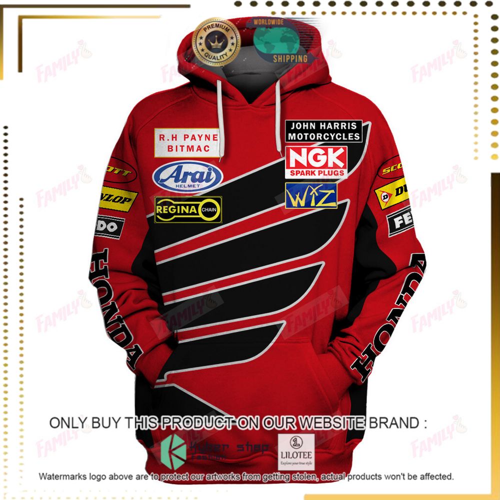 joey dunlop racing red black 3d hoodie shirt 2 73159